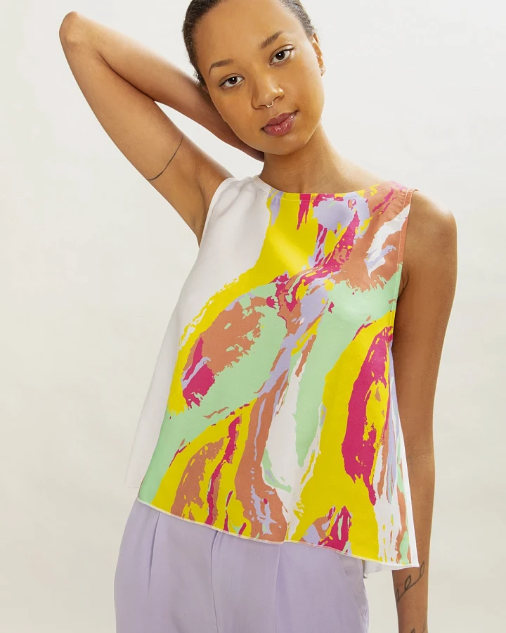 MAHLA Damen vegan Top Funkydelica Mehrfarbig