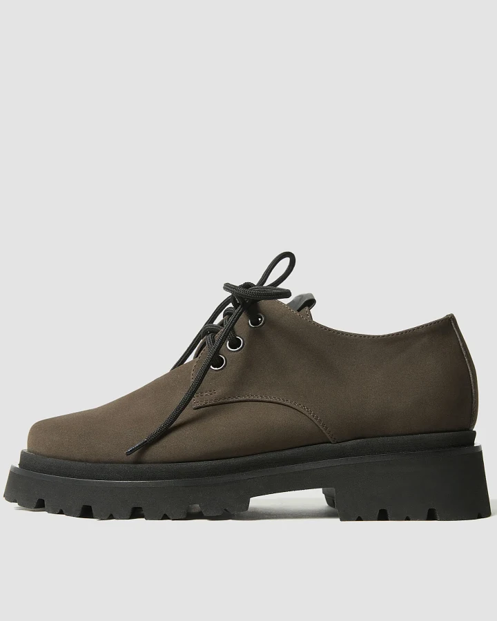 BOHEMA Damen vegan Schuhe Chunky Derby Schokoladenbraun