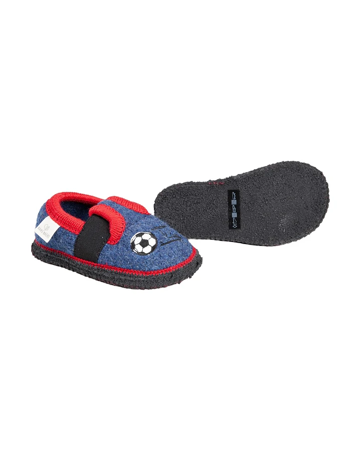 Kinder Hausschuhe Walkpuschen Fußballer jeansblau Gr. 23