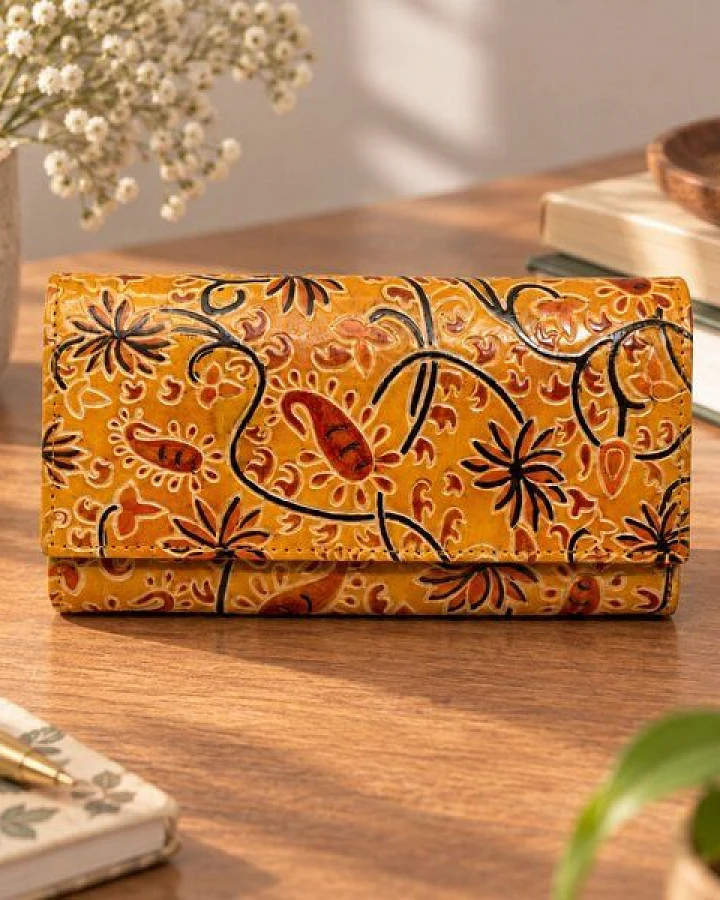 Janselo Sunflower Bloom Design Leder-Damen-Geldbörse