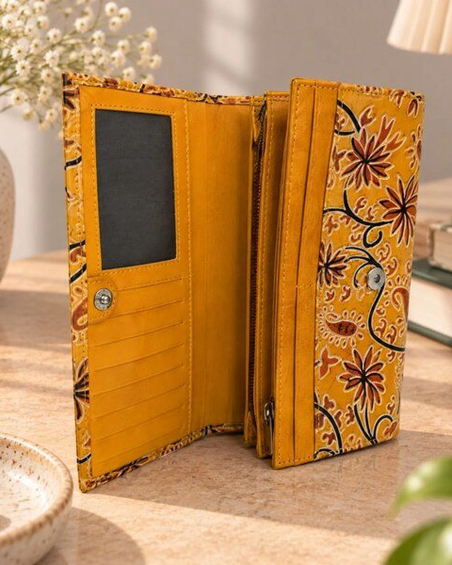 Janselo Sunflower Bloom Design Leder-Damen-Geldbörse – Ansicht 3