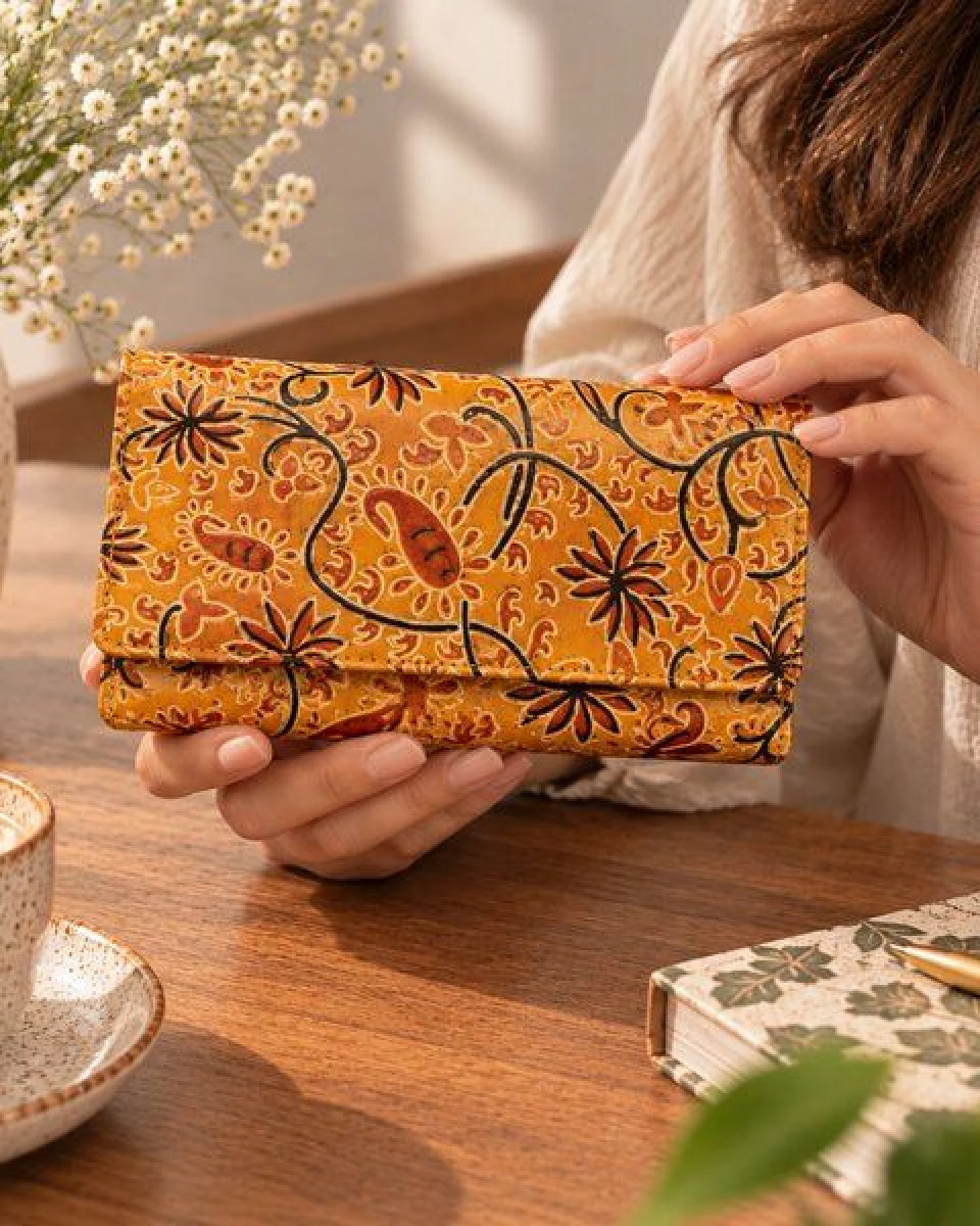 Janselo Sunflower Bloom Design Leder-Damen-Geldbörse – Ansicht 4