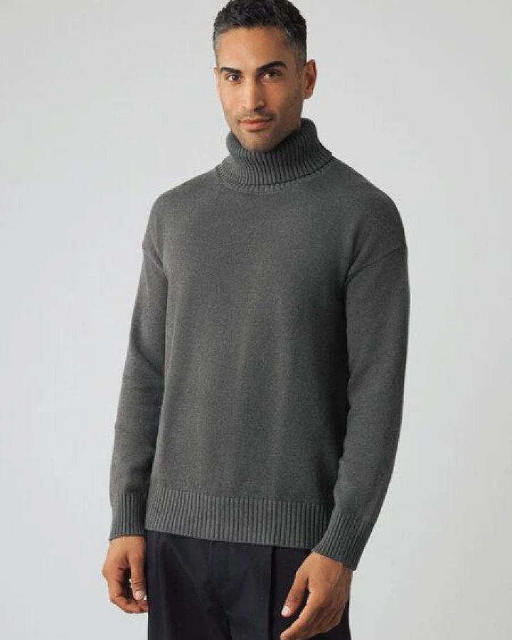Honest Basics Herren Chunky Rollkragenpullover aus 100% Bio-Baumwolle