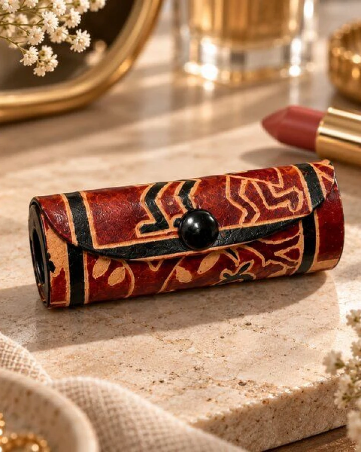 Janselo Savanna Rhythm Design Shanti-Leder-Lippenstift-Etui