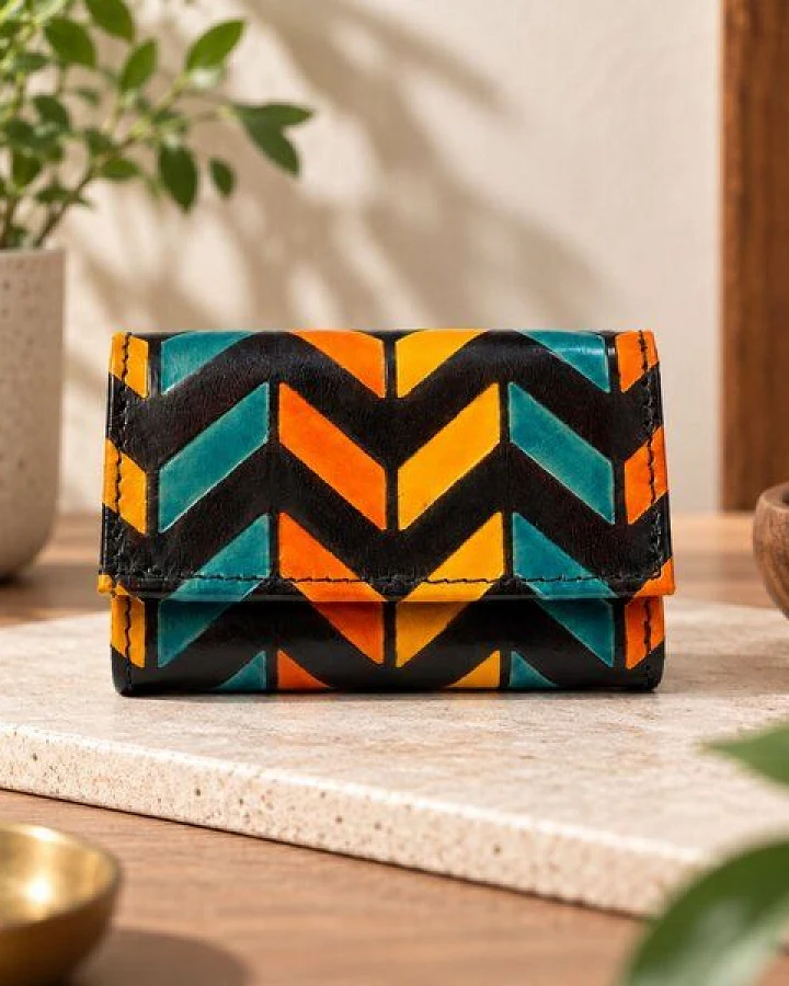 Janselo Nomad Lines Design Shanti-Leder-Geldbörse