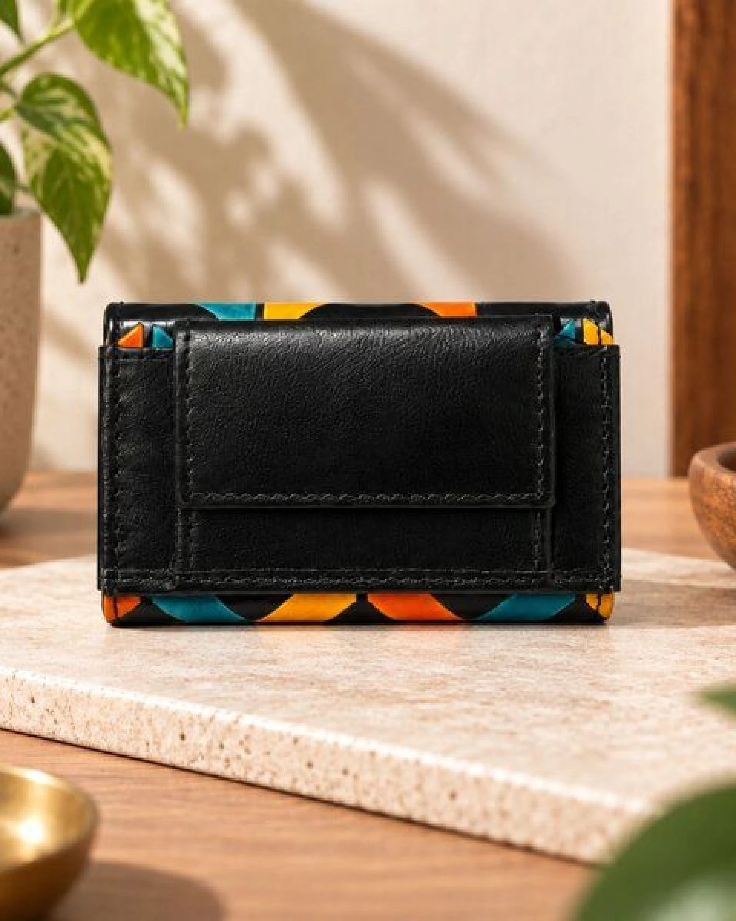 Janselo Nomad Lines Design Shanti-Leder-Geldbörse – Ansicht 2