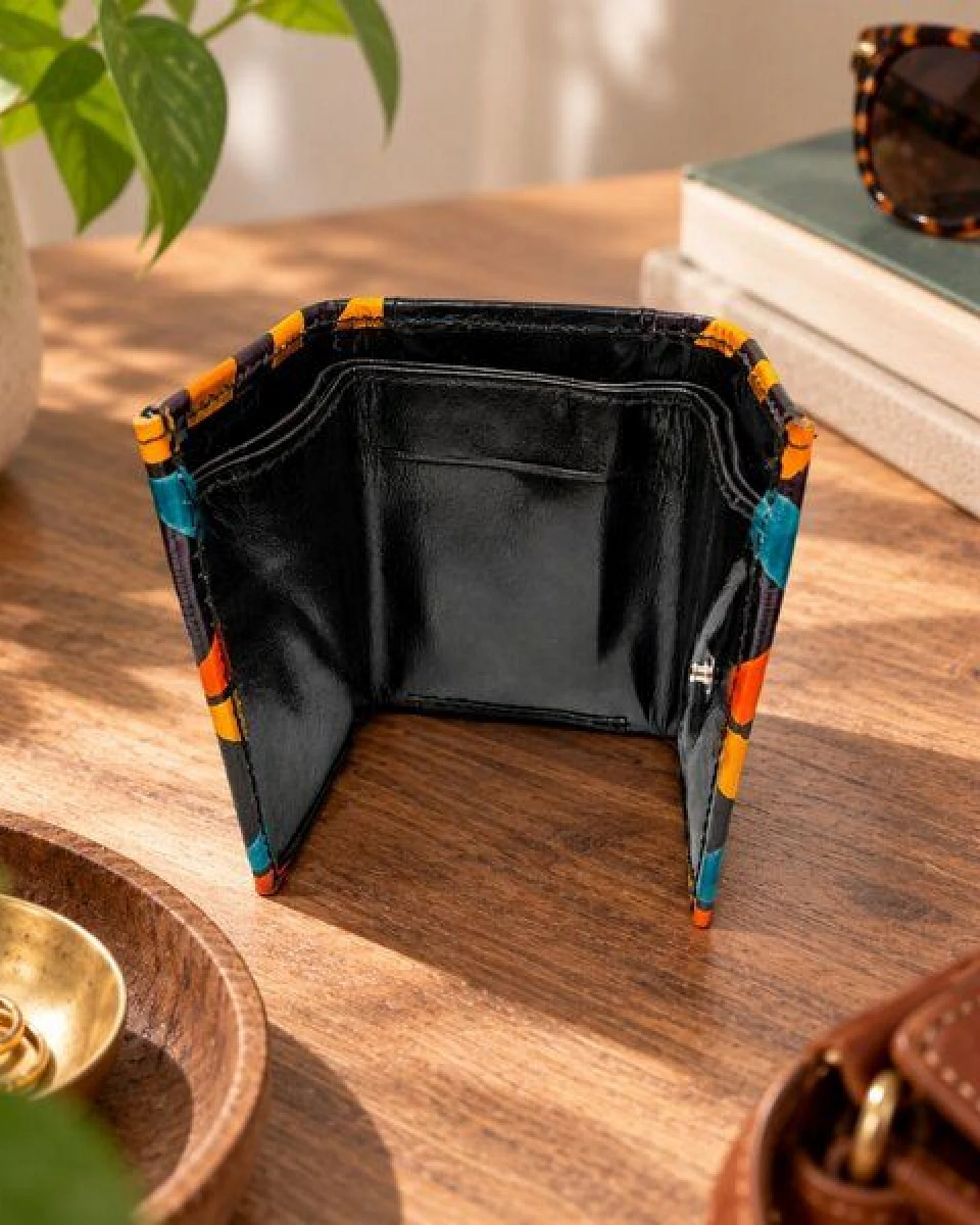 Janselo Nomad Lines Design Shanti-Leder-Geldbörse – Ansicht 3
