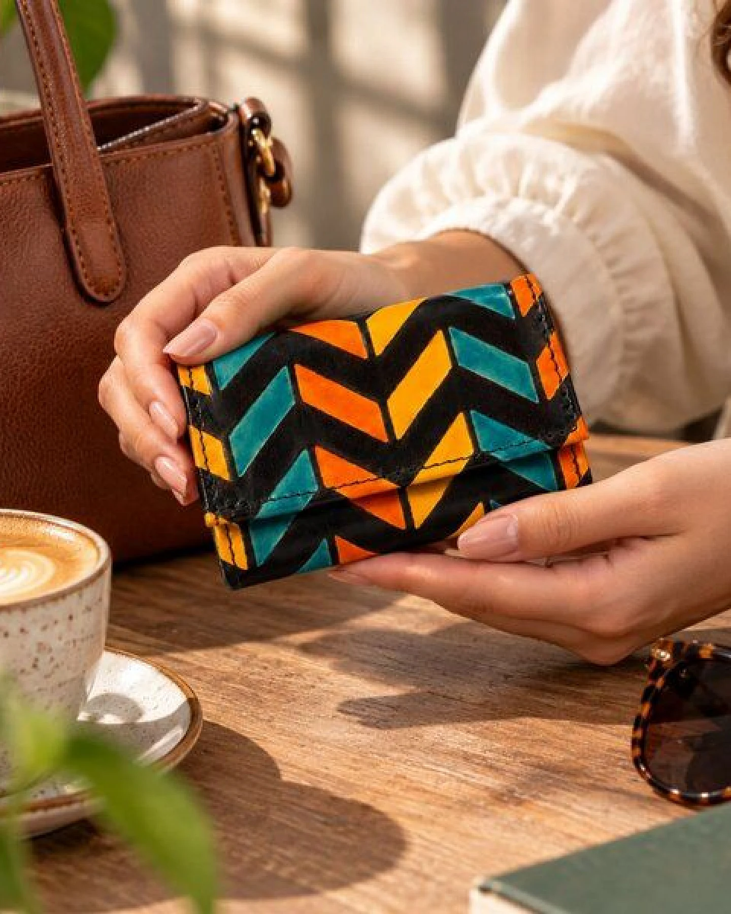 Janselo Nomad Lines Design Shanti-Leder-Geldbörse – Ansicht 4