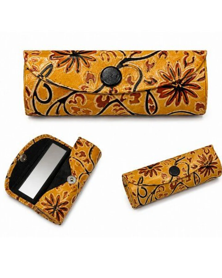 Janselo Sunflower Bloom Design Leder-Lippenstift-Etui