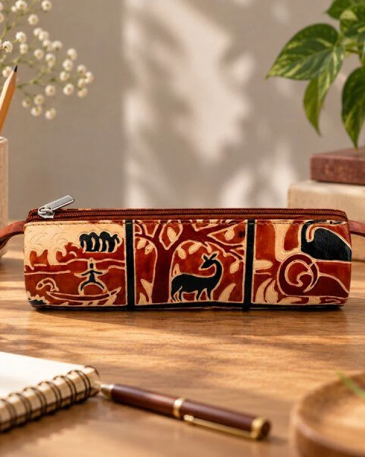 Janselo Savanna Rhythm Design Shanti-Leder-Stiftemäppchen