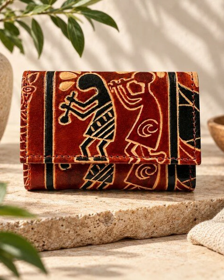 Janselo Savanna Rhythm Design Shanti-Leder-Geldbörse