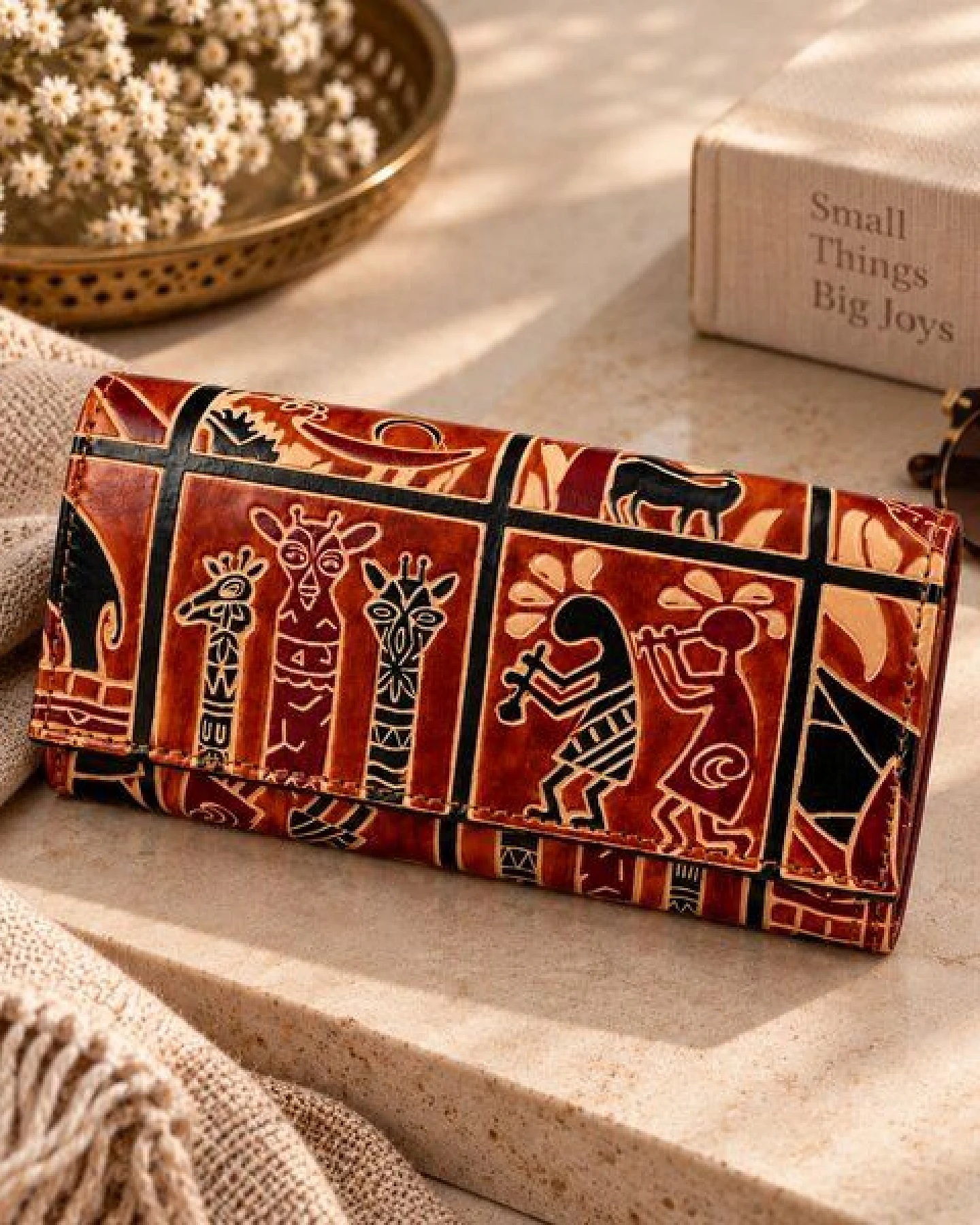 Janselo Savanna Rhythm Design Shanti-Leder-Damen-Geldbörse – Ansicht 3
