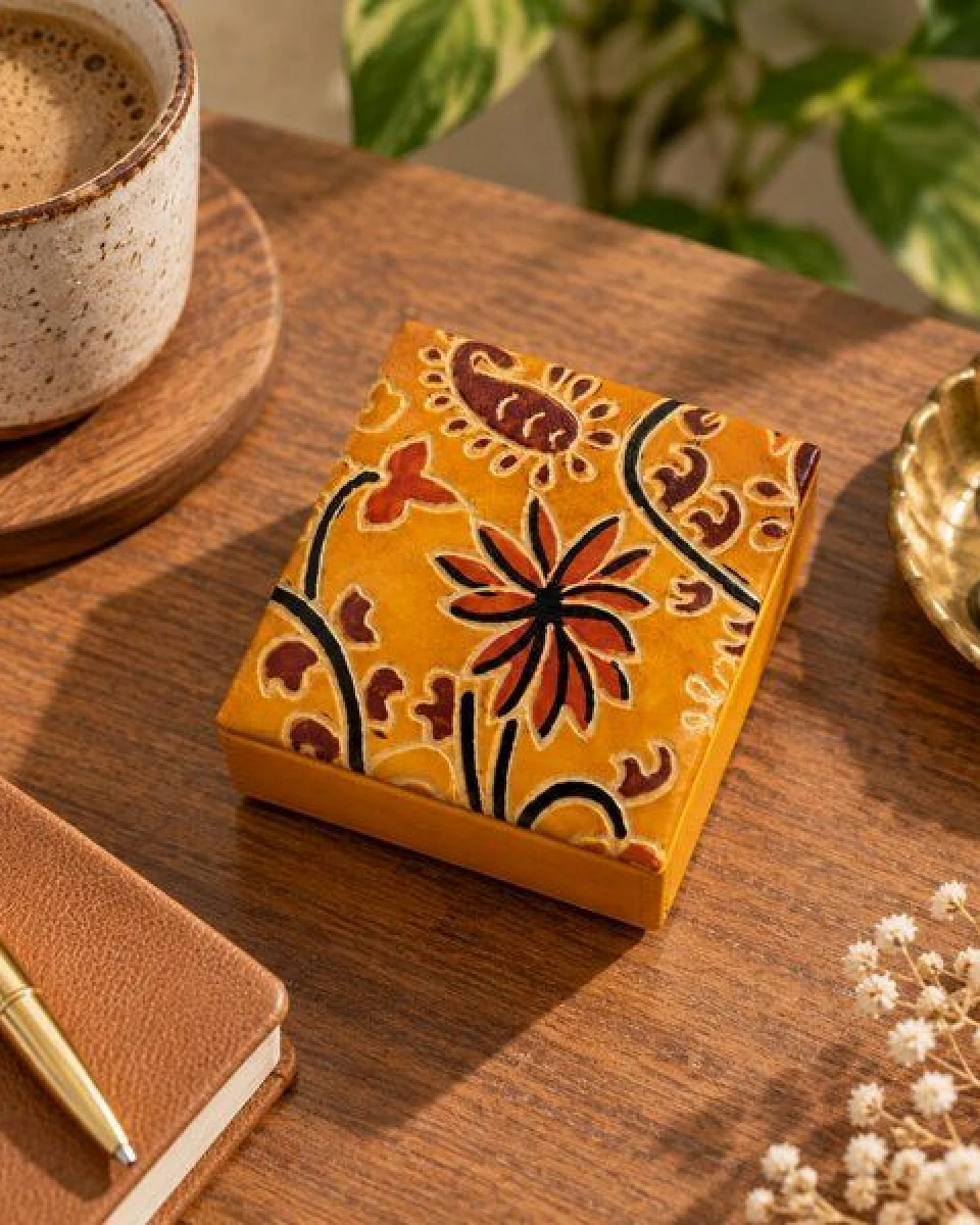 Janselo Sunflower Bloom Design Quadratisches Leder-Münz-Täschchen – Ansicht 3