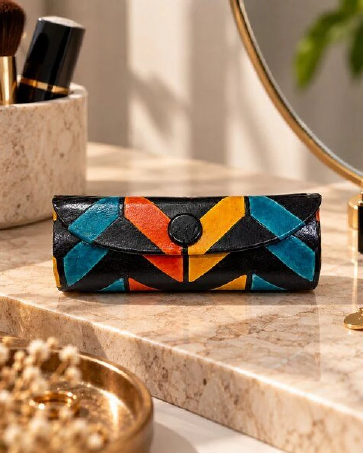 Janselo Nomad Lines Design Shanti-Leder-Lippenstift-Etui