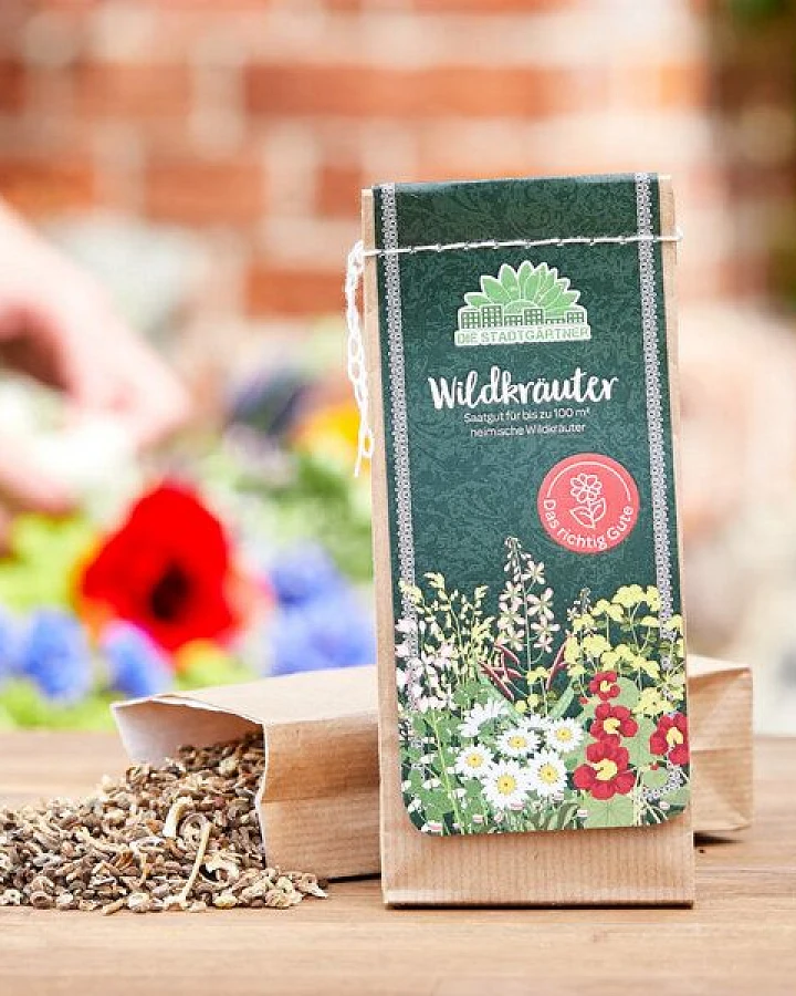 Die Stadtgärtner 25 verschiedene Wildkräuter-Samen I Plastikfrei verpackt für 100 m²