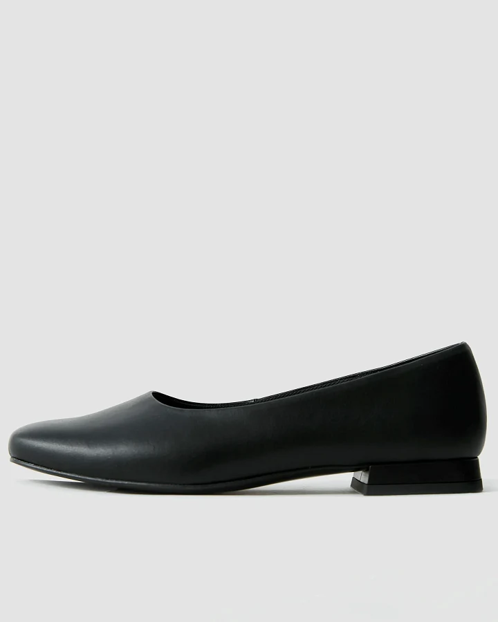BOHEMA Damen vegan Ballerinas Diana Square Toe Schwarz