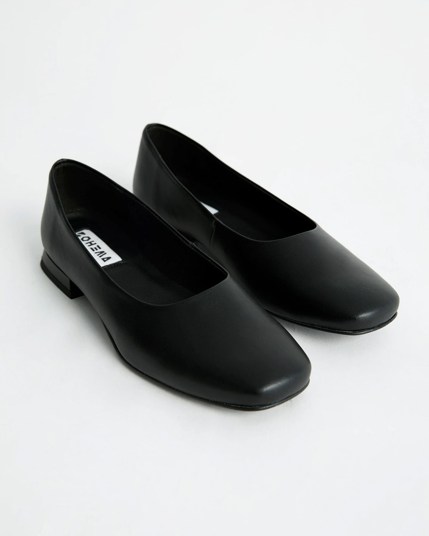 BOHEMA Damen vegan Ballerinas Diana Square Toe Schwarz – Ansicht 2