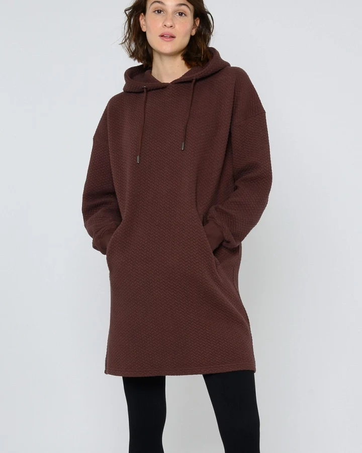 ThokkThokk Damen vegan Hoodie Kleid Structured Deep Mahogany