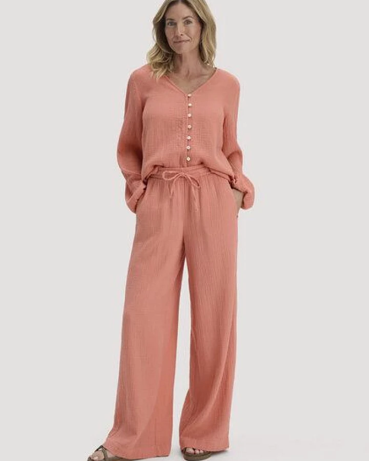 hessnatur Gewebe Hose Wide Leg aus reiner Bio-Baumwolle