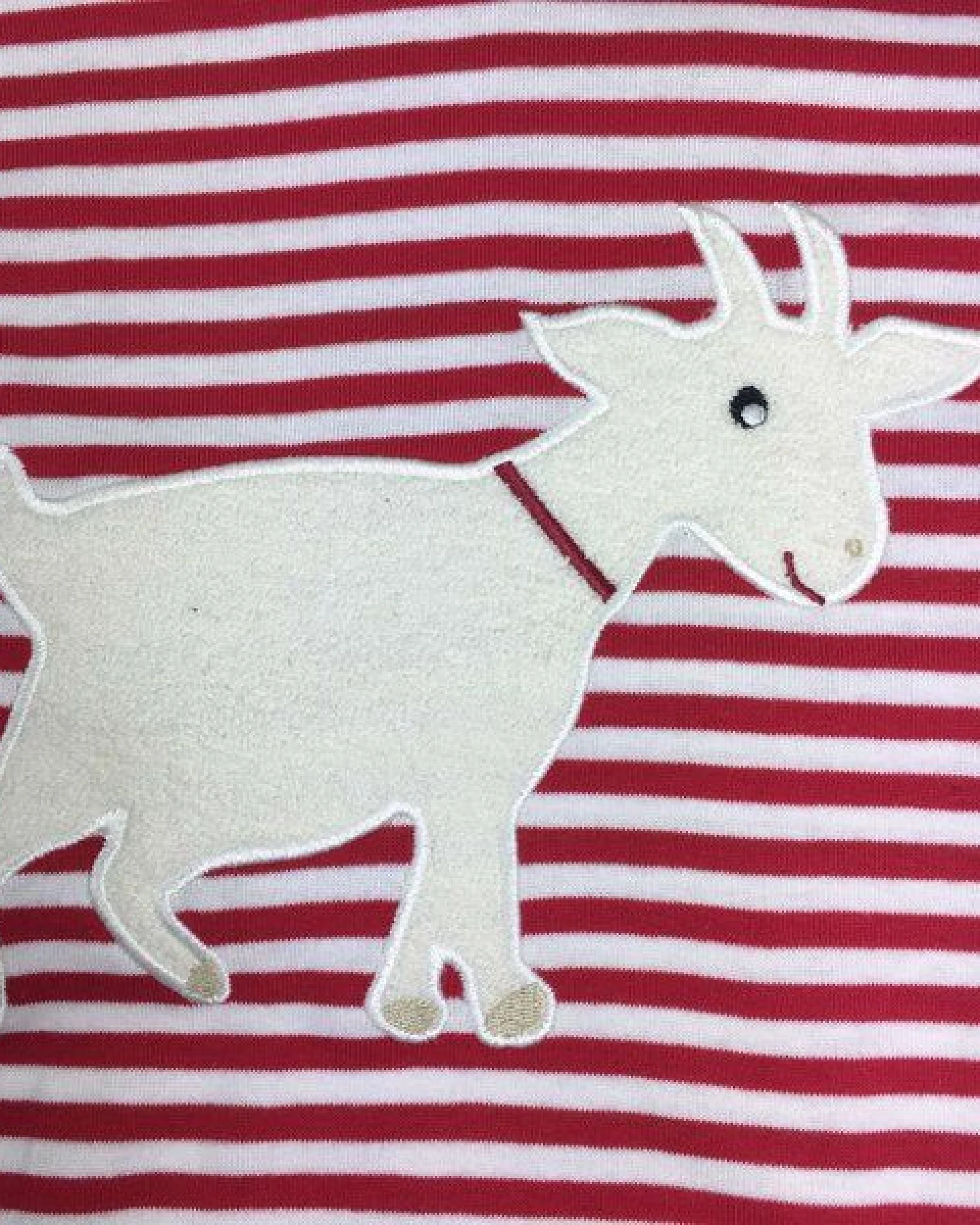 Pat und Patty Bio Kinder-Langarmshirt „Ziege“, rot/weiß gestreift – Bio-Baumwolle (kbA) – Ansicht 2