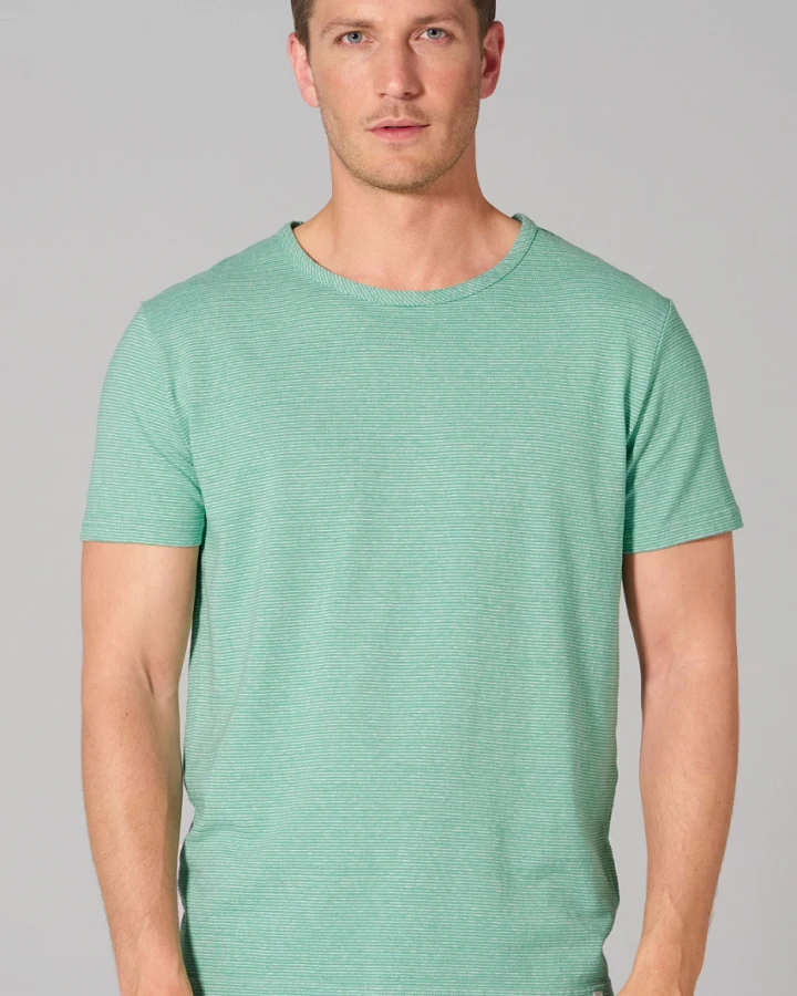 Hempage Herren vegan T-Shirt Gestreift Miami Grün Natur
