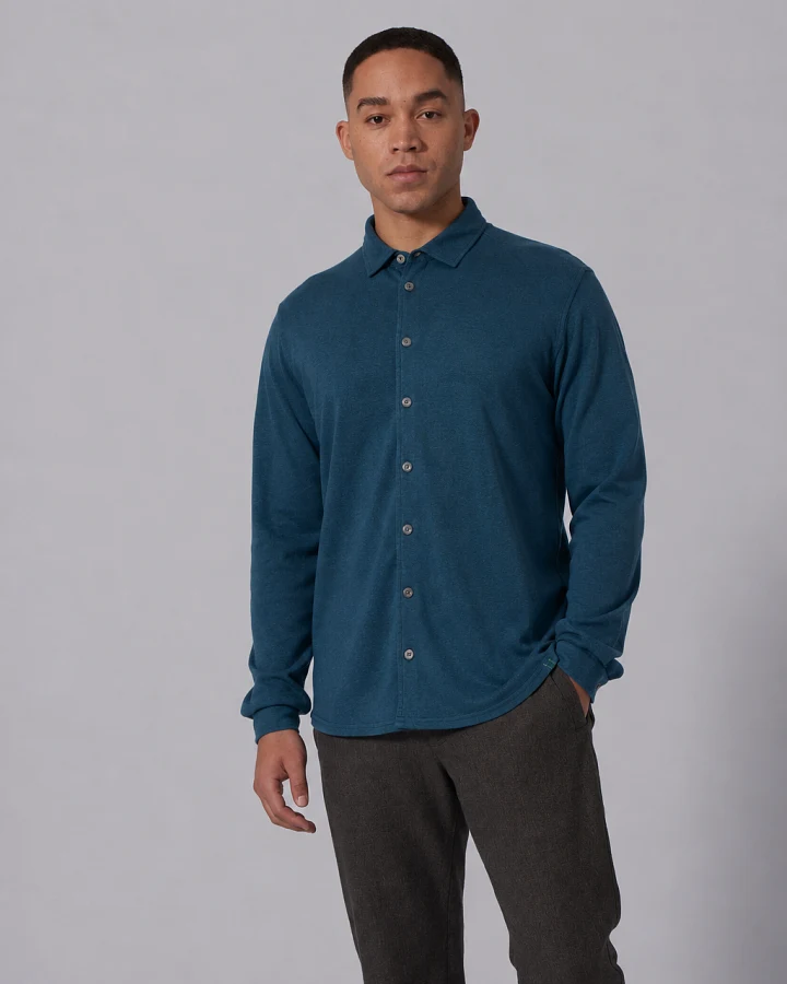 Hempage Herren vegan Shirt Aus Slub Jersey Reef Blaugrün