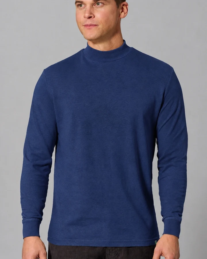 Hempage Herren vegan Langarmshirt Rollkragen Night Navy