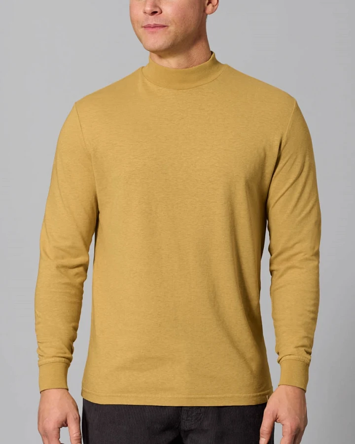 Hempage Herren vegan Rollkragen Langarmshirt Dijon Gelb