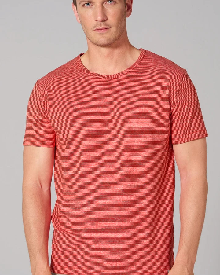 Hempage Herren vegan T-Shirt Gestreift Magna Rot Natur