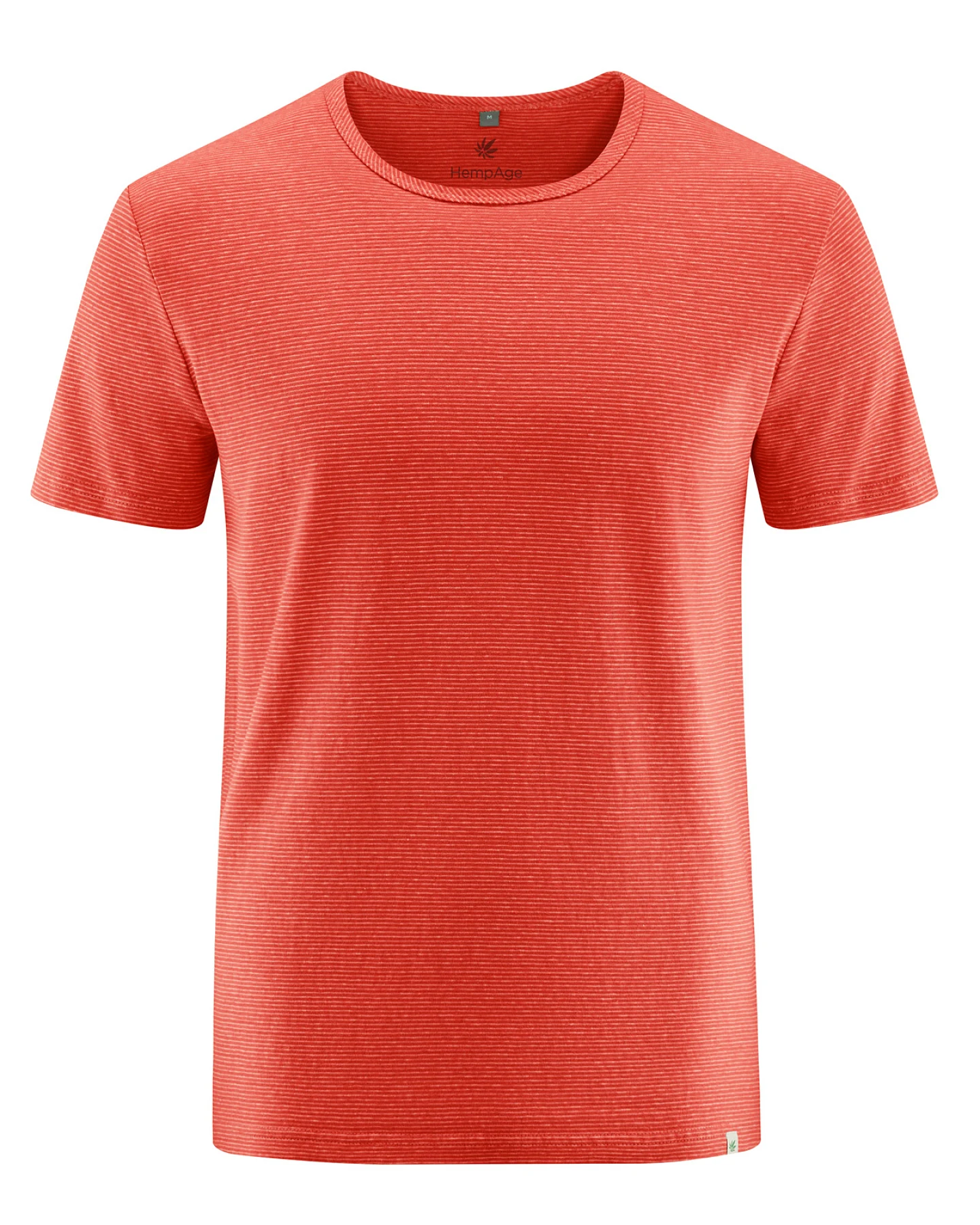Hempage Herren vegan T-Shirt Gestreift Magna Rot Natur – Ansicht 2