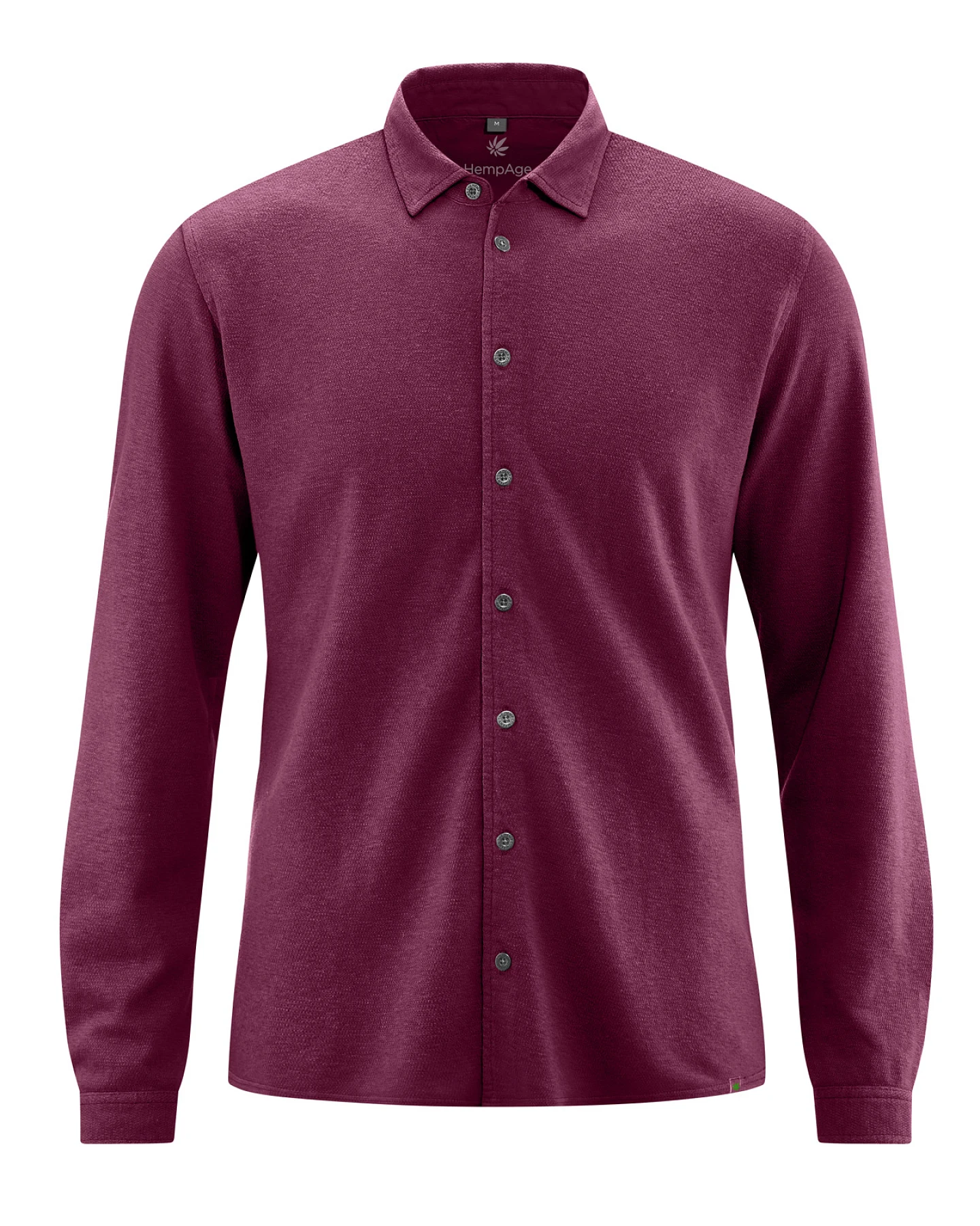 Hempage Herren vegan Hemd Slub Jersey Weinrot – Ansicht 2