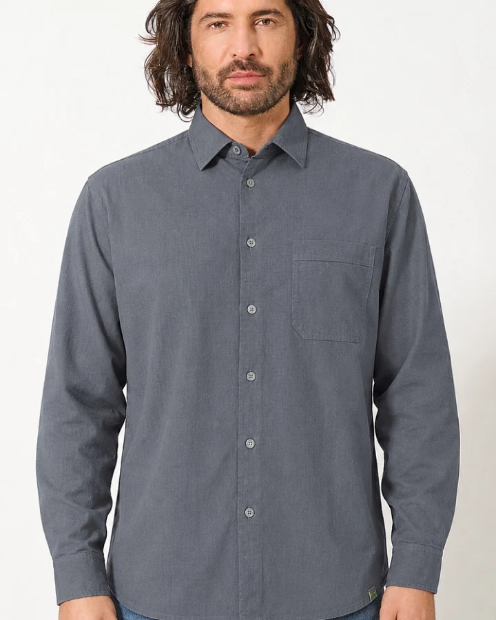 Hempage Herren vegan Hemd Worker Schiefergrau