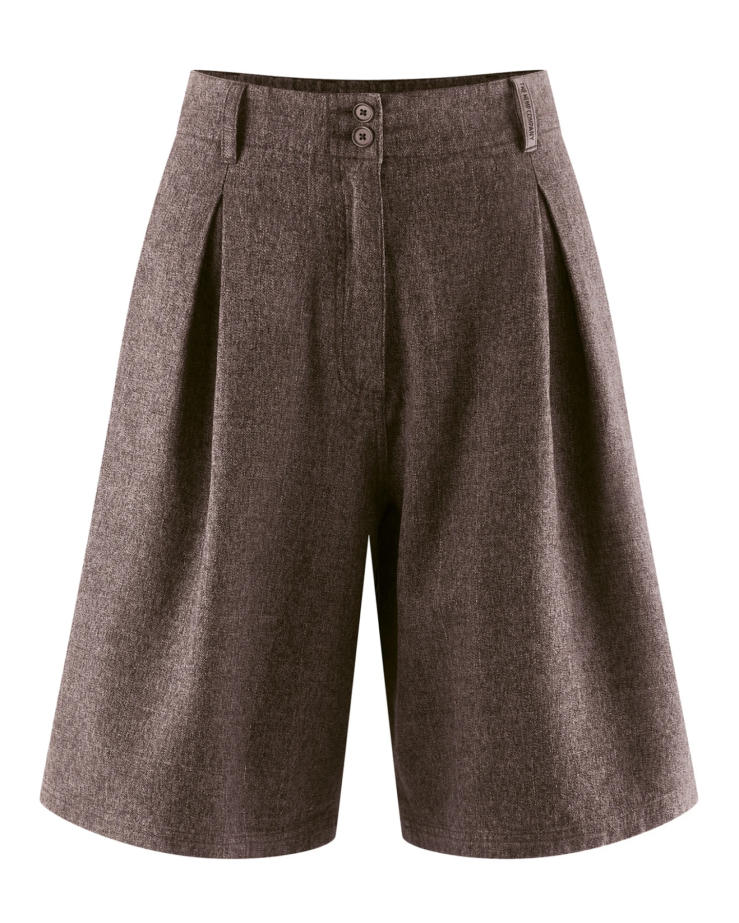 Hempage Damen vegan Bermuda Shorts Kariert Mokkafarben – Ansicht 2