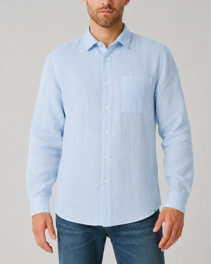 Hempage Herren vegan Hemd Regular Fit Rauchblau