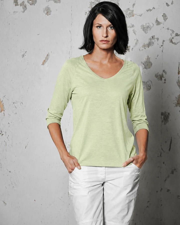 Hempage Damen vegan Shirt Raglan Matcha Grün