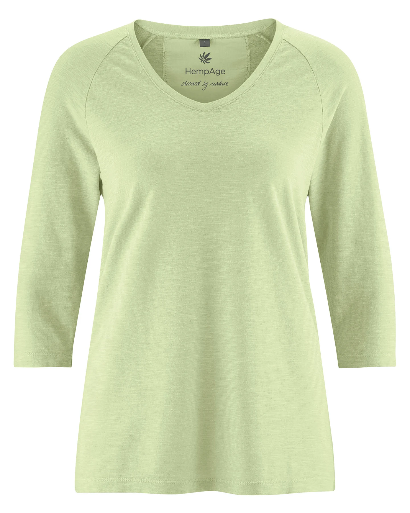 Hempage Damen vegan Shirt Raglan Matcha Grün – Ansicht 2
