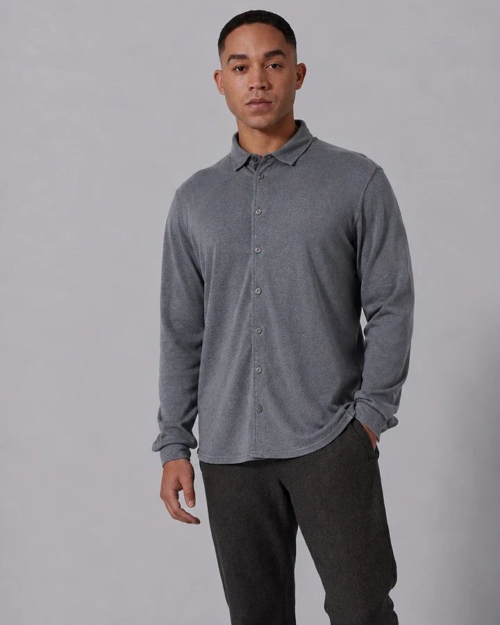 Hempage Herren vegan Shirt Aus Slub Jersey Schiefergrau