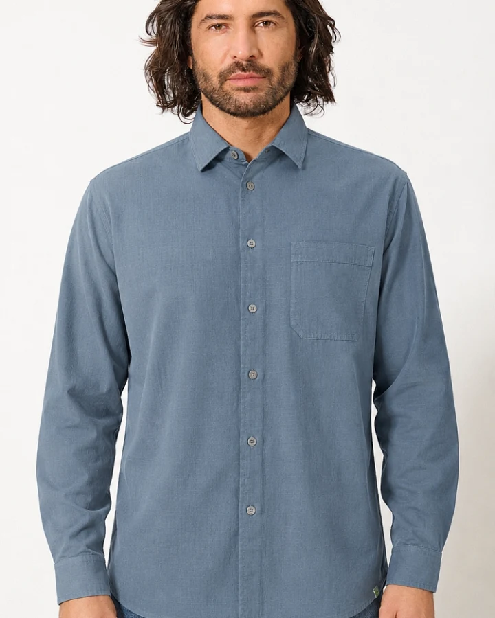 Hempage Herren vegan Hemd Worker Taubenblau