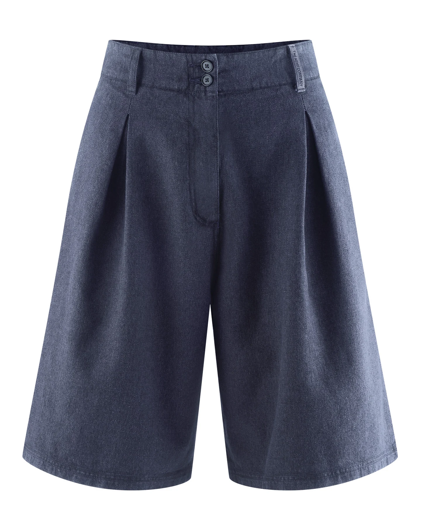 Hempage Damen vegan Bermudashorts Kariert Marineblau – Ansicht 2