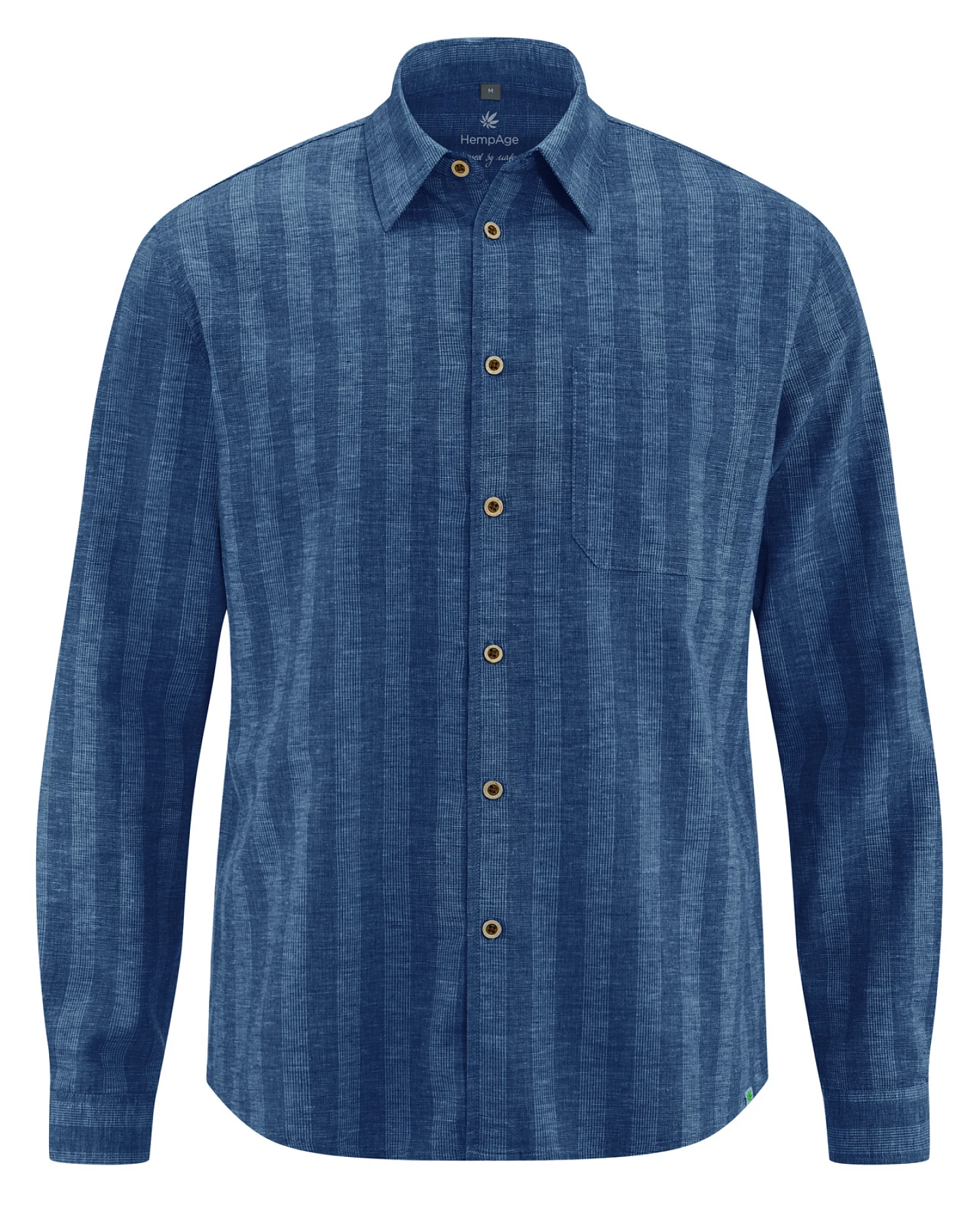 Hempage Herren vegan Gestreiftes Freizeithemd In Meeresblau – Ansicht 2