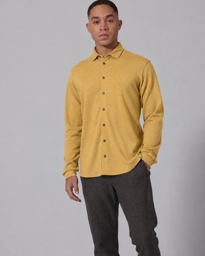 Hempage Herren vegan Hemd Slub Jersey Dijon Gelb
