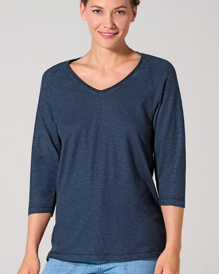 Hempage Damen vegan Raglan Shirt Marineblau