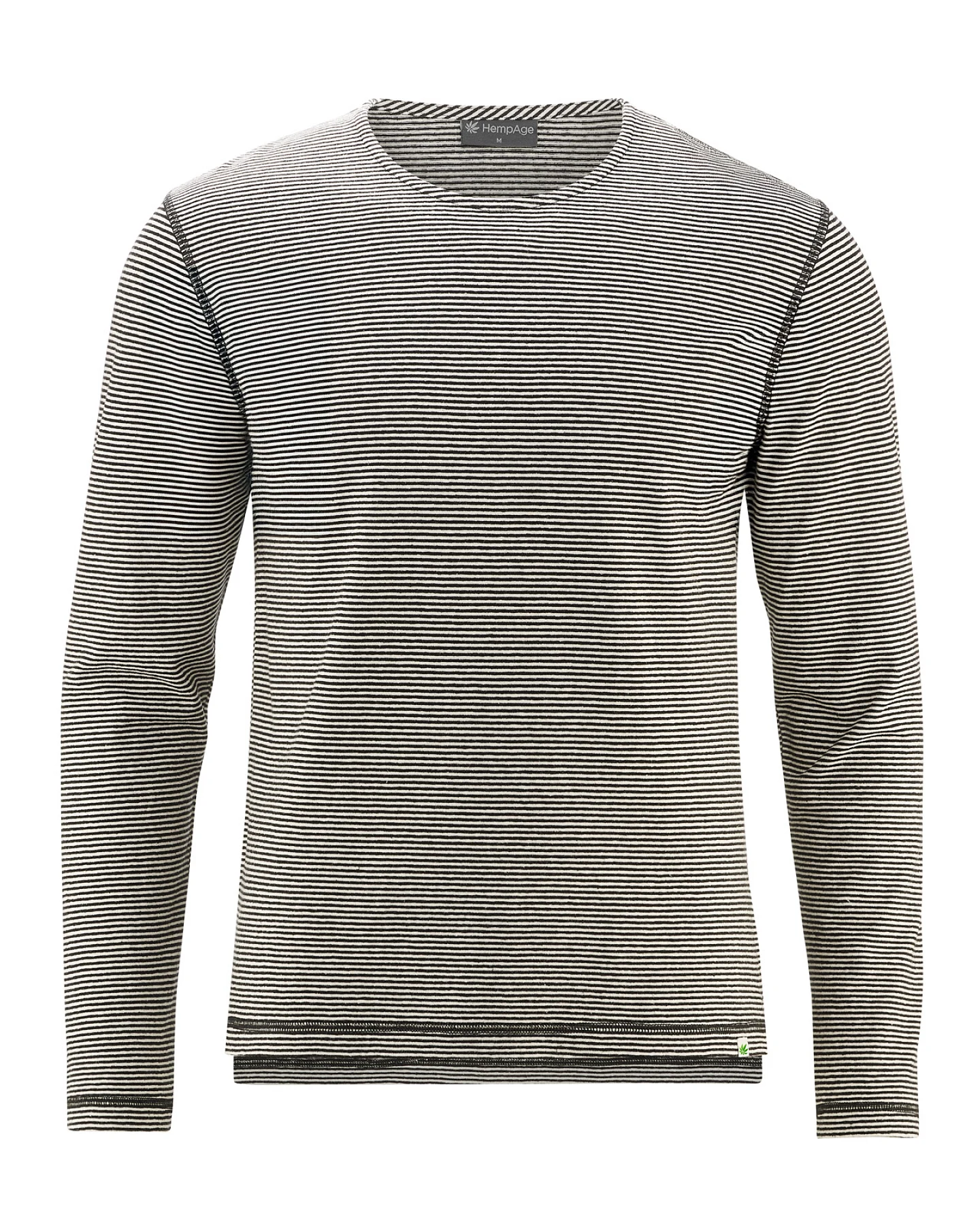 Hempage Herren vegan Langarmshirt Gestreift Offwhite – Ansicht 2
