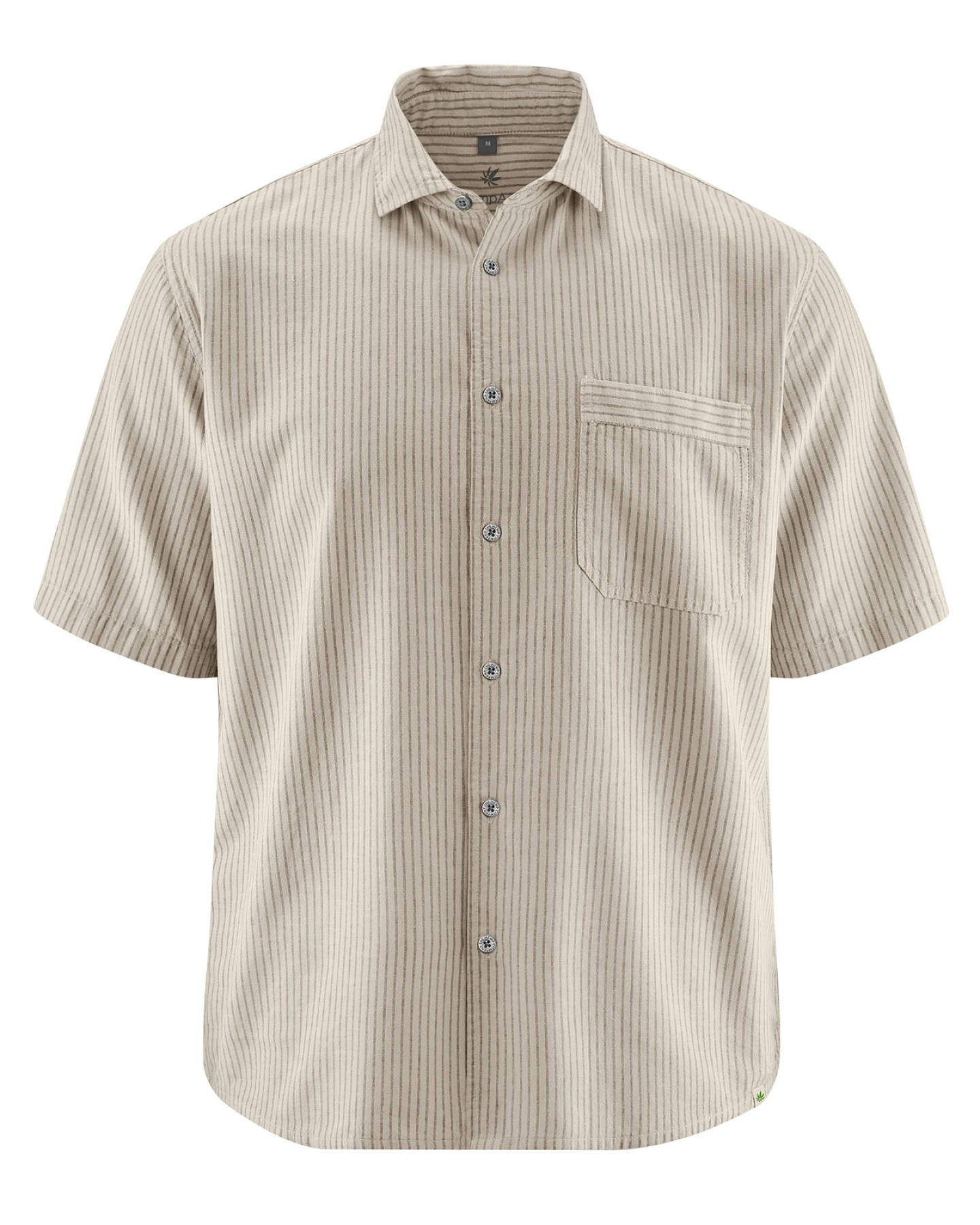 Hempage Herren vegan Hemd Thistle Gestreift Kurzarm Beige – Ansicht 2