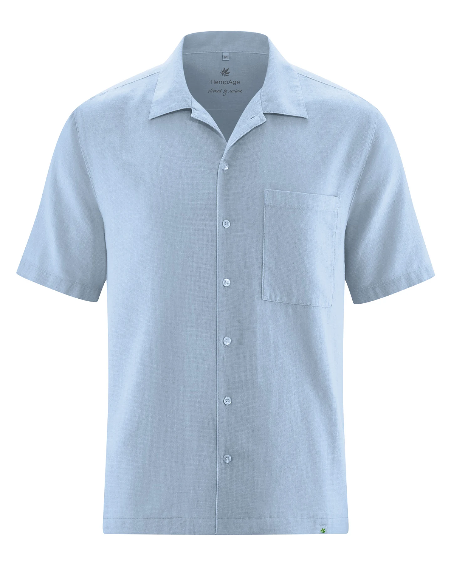 Hempage Herren vegan Kurzarmhemd Rauchblau – Ansicht 2