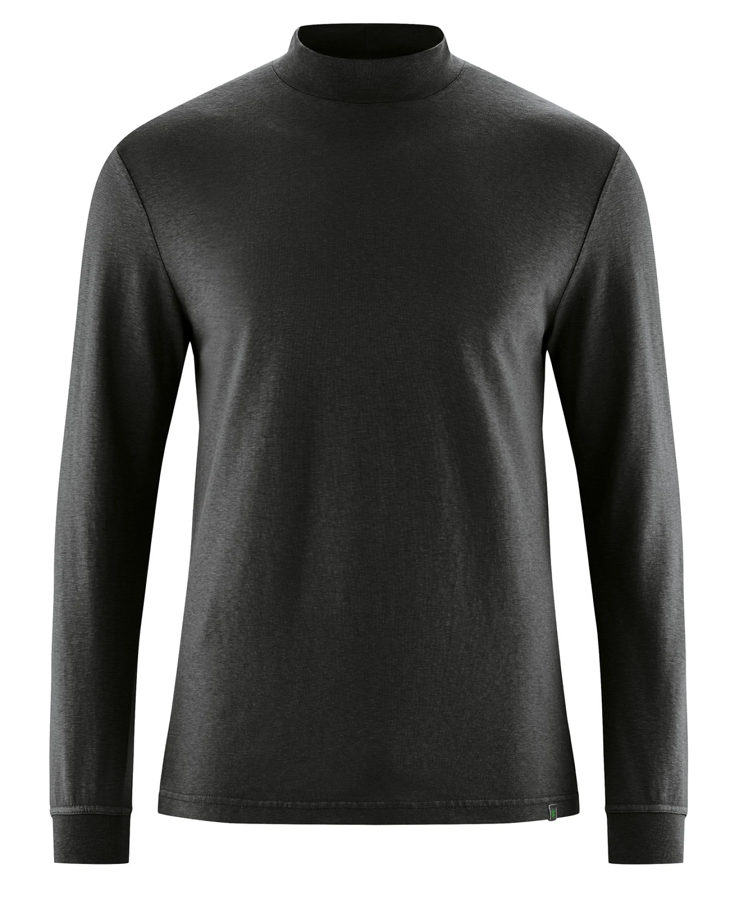 Hempage Herren vegan Langarmshirt Rollkragen Herren Schwarz – Ansicht 2