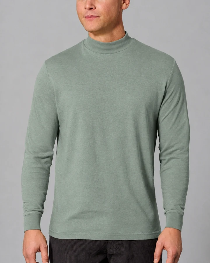 Hempage Herren vegan Rollkragen Langarmshirt Hempage Thymiangrün