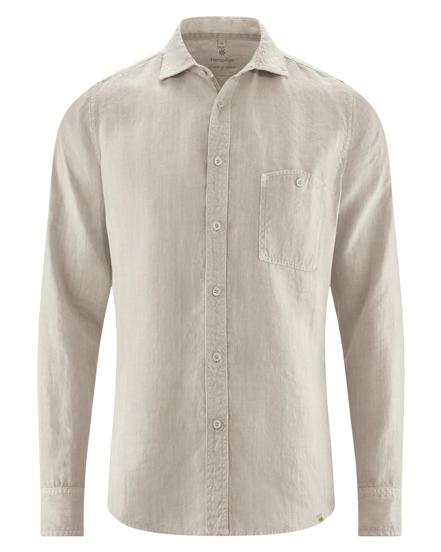 Hempage Herren vegan Hemd Slim Fit Thistle Beige – Ansicht 2