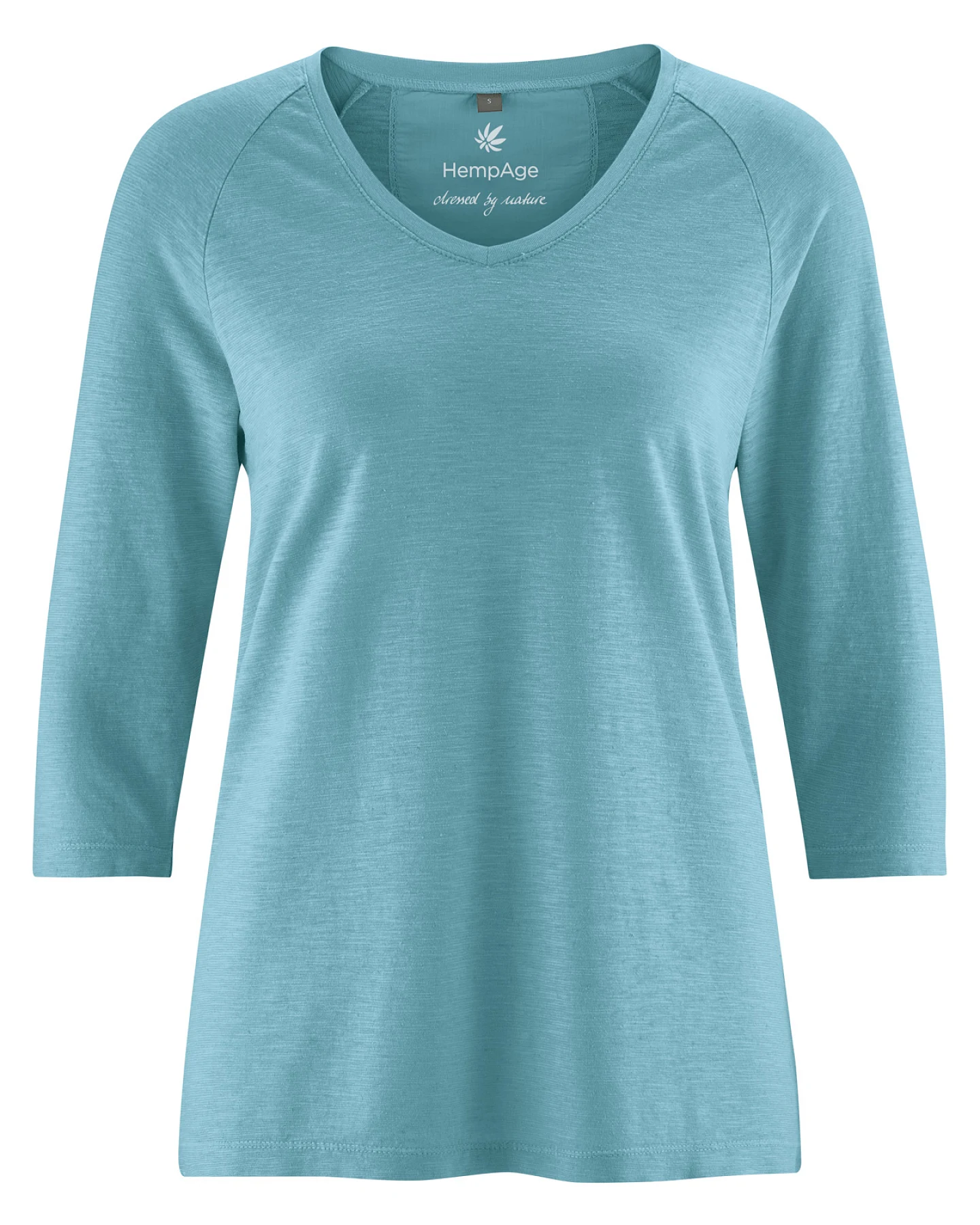 Hempage Damen vegan Raglan Shirt Wave Blau – Ansicht 2