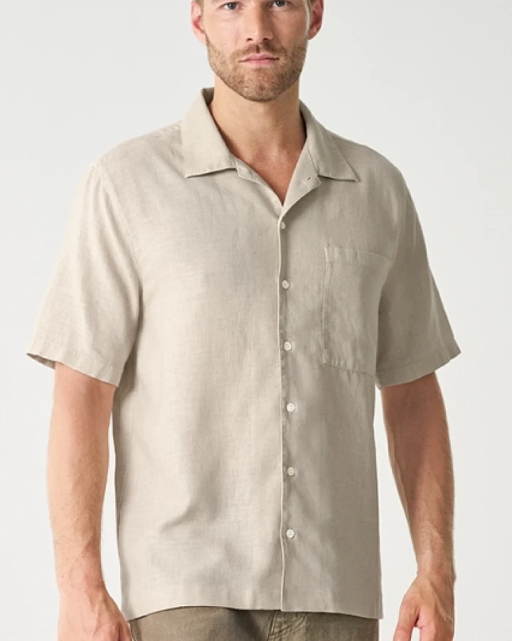 Hempage Herren vegan Kurzarmhemd Distel Beige